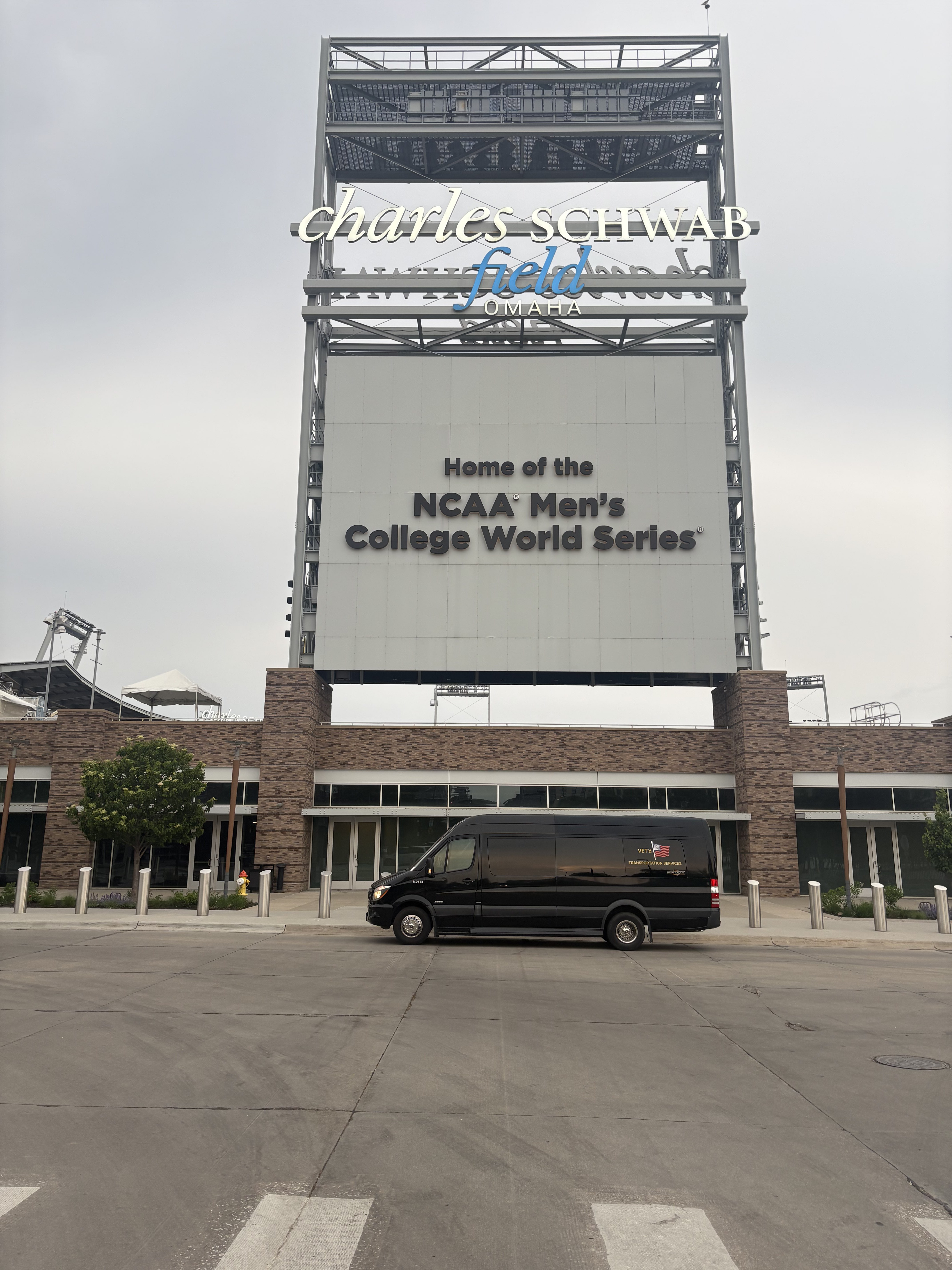 VET'd Transportation van at Charles Schwab Field, home of the NCAA Men's College World Series