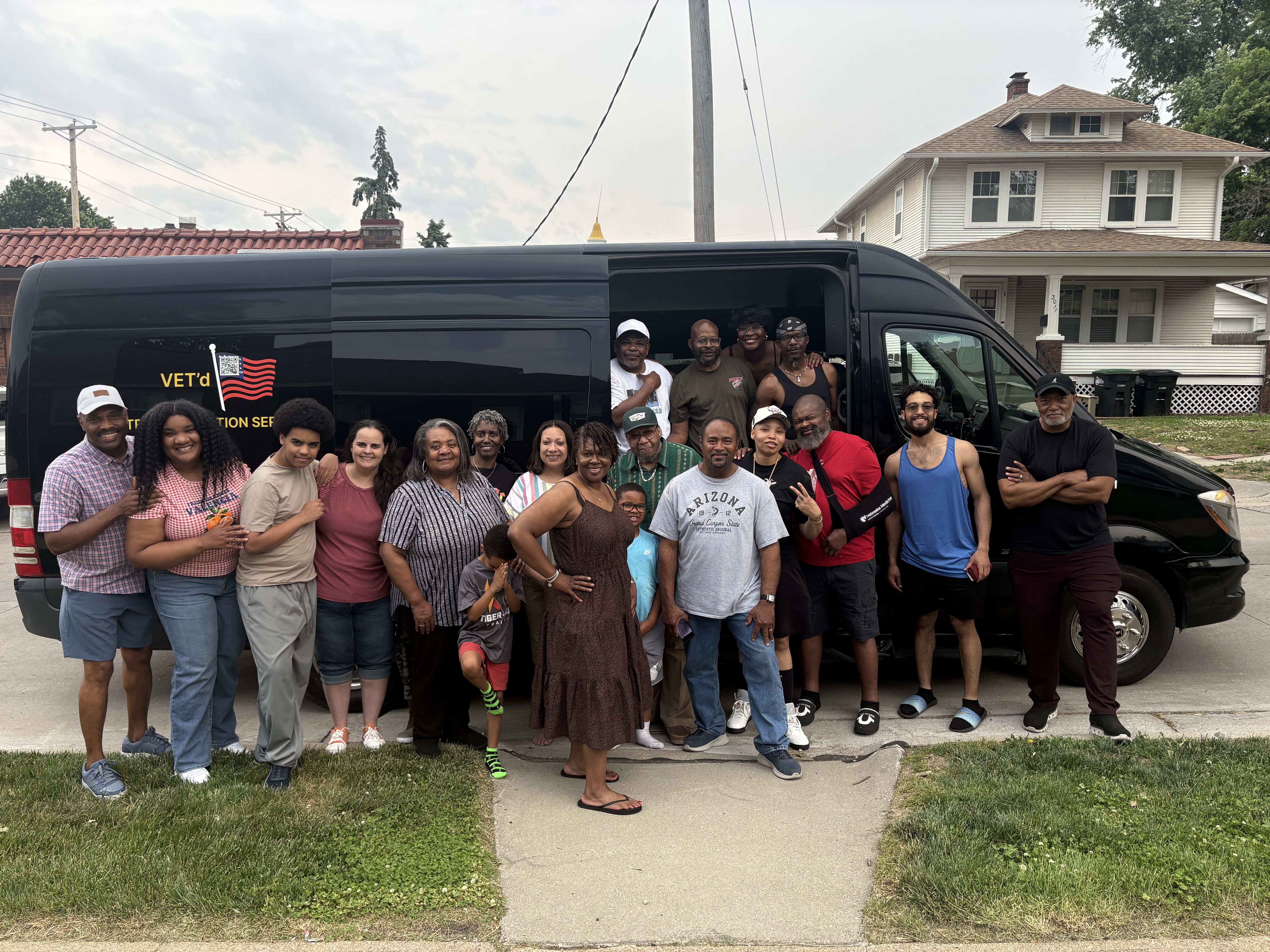 Family group ready to ride with VET'd Transportation